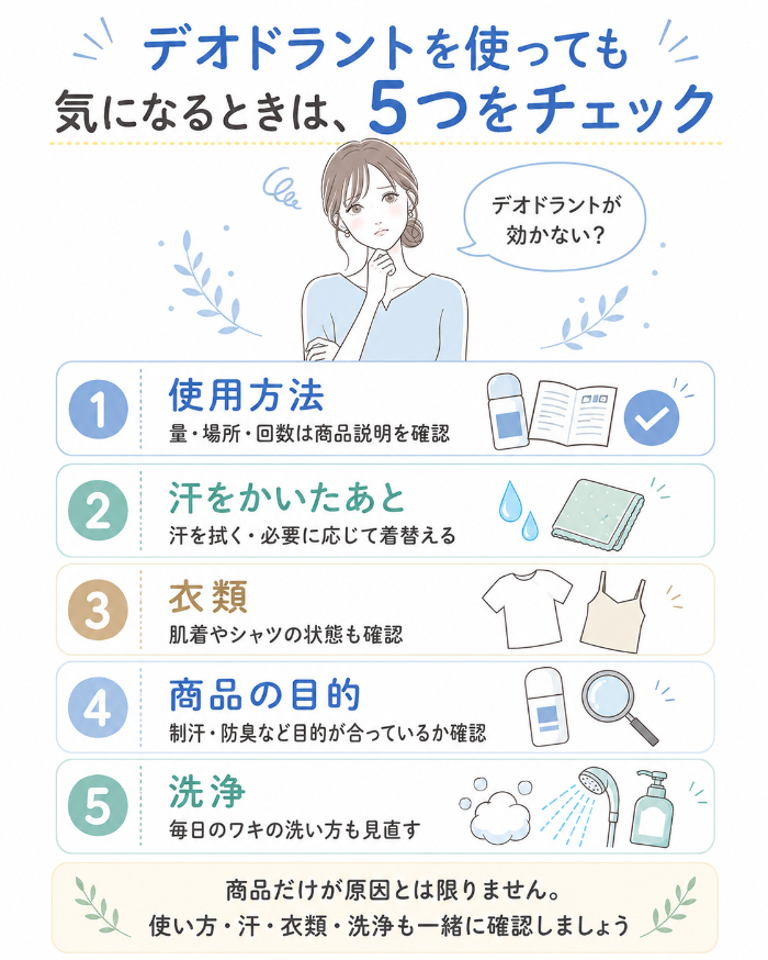 デオドラントを使っても気になるときのチェックポイント