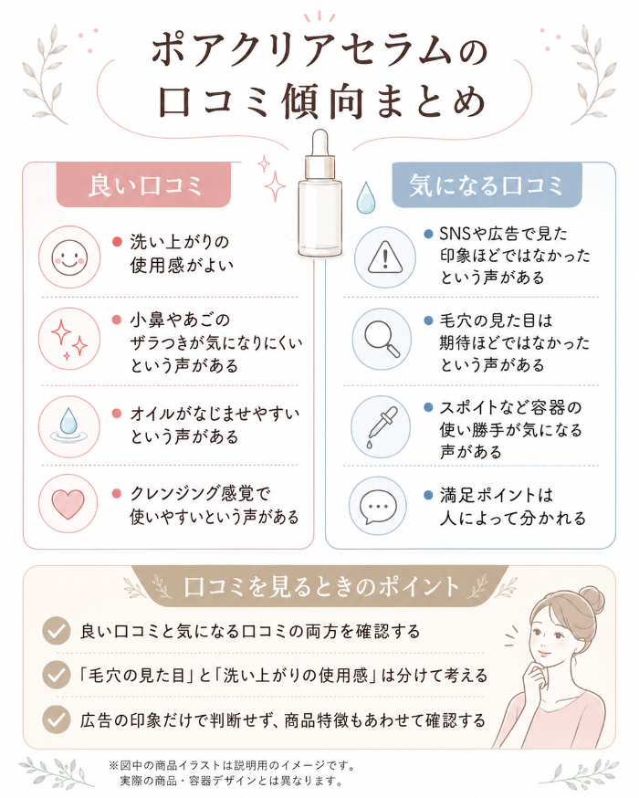 ポアクリアセラムの口コミ傾向まとめ