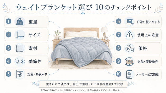 ウェイトブランケット選びで確認したい10項目