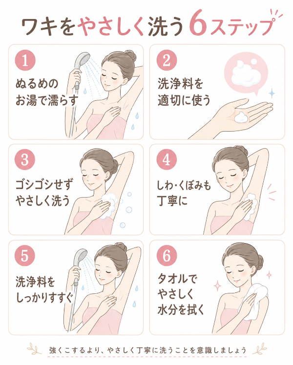 洗い方の手順をひと目で理解する図