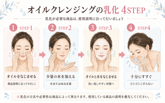 オイルクレンジングの乳化4STEP