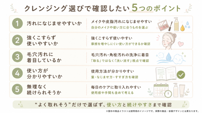 角栓汚れが気になる人のクレンジング選び5チェック