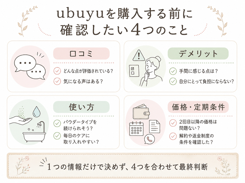 ubuyu購入前の最終確認4項目