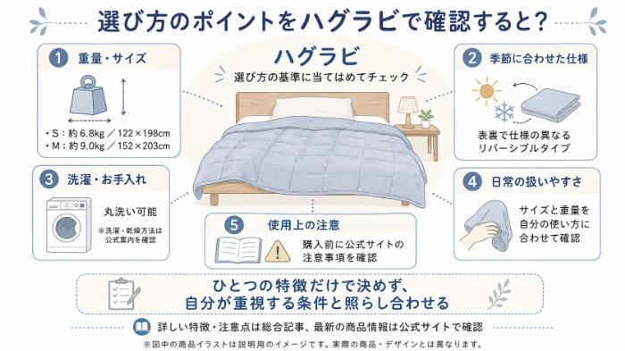 ハグラビを選び方の基準に当てはめる図解