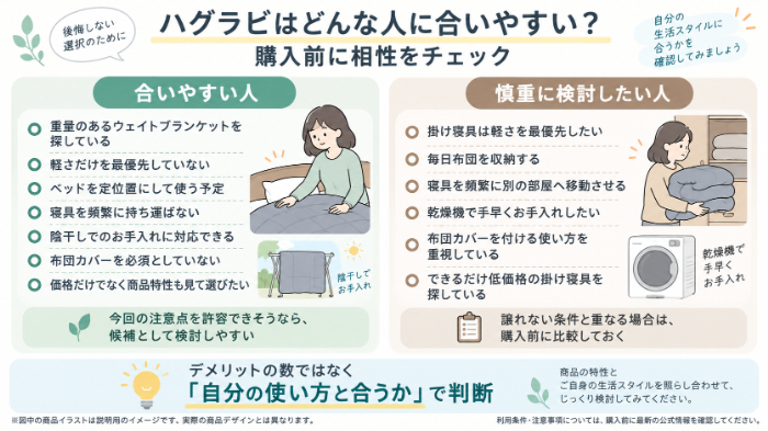 ハグラビが合いやすい人・慎重に検討したい人