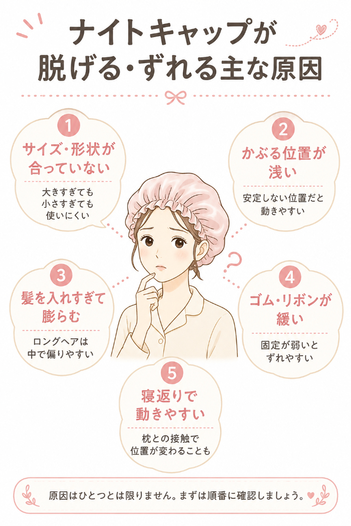 ナイトキャップが脱げる・ずれる主な原因