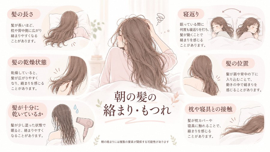 朝の髪の絡まりに関係しやすい要素