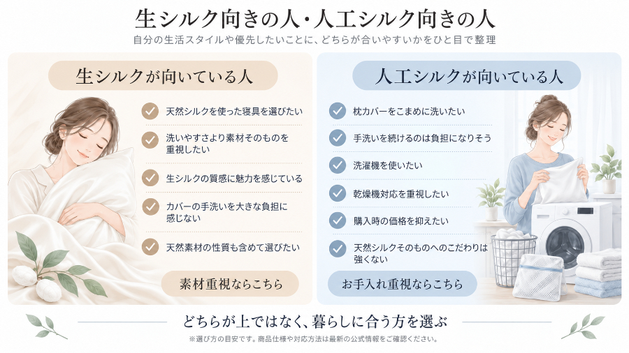 生シルク向き・人工シルク向きの人