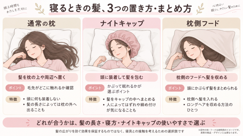 ナイトキャップ・通常枕・フード型の違い