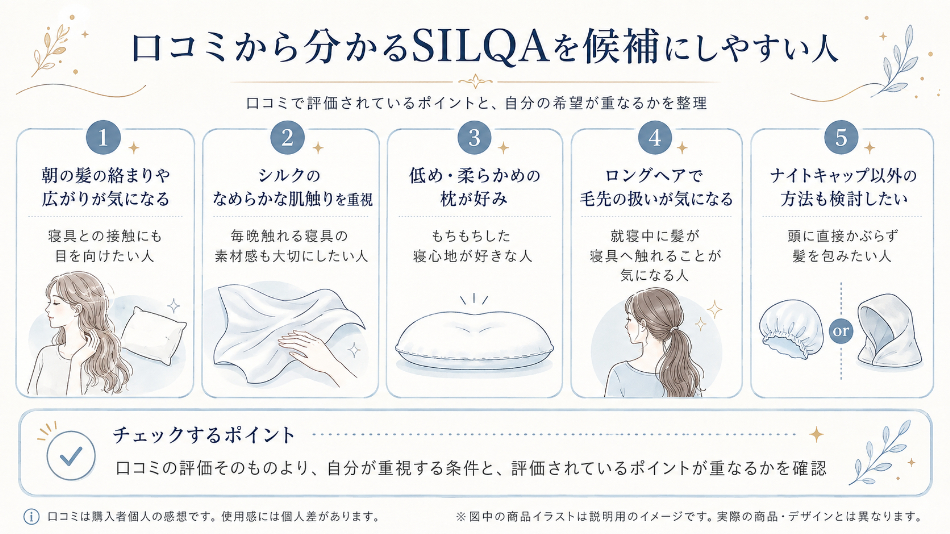 口コミから分かるSILQAを候補にしやすい人